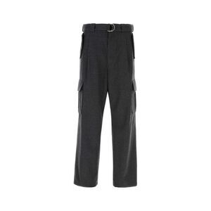 PRADA Men's Wool Cargo Pants with Belt Detail Men GREY